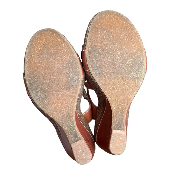 Naya Naturalizer Maize Chestnut Brown Leather Wedge Sandals Strappy Platform 6.5 - Picture 8 of 9